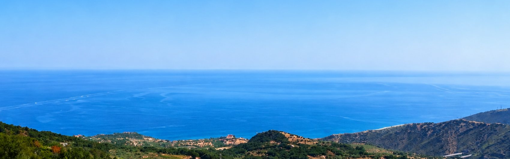 The coastline and the sea seen from the property